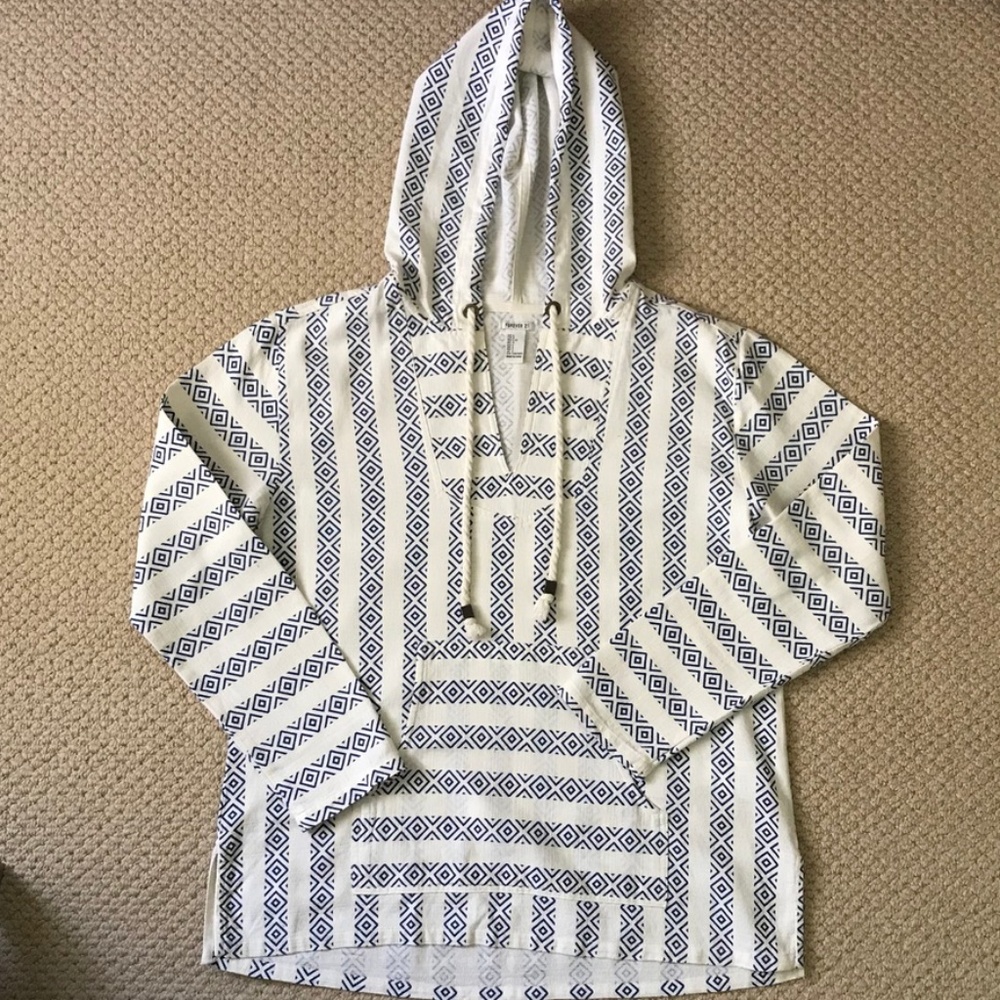 NWOT Forever 21 Patterned Poncho Hoodie